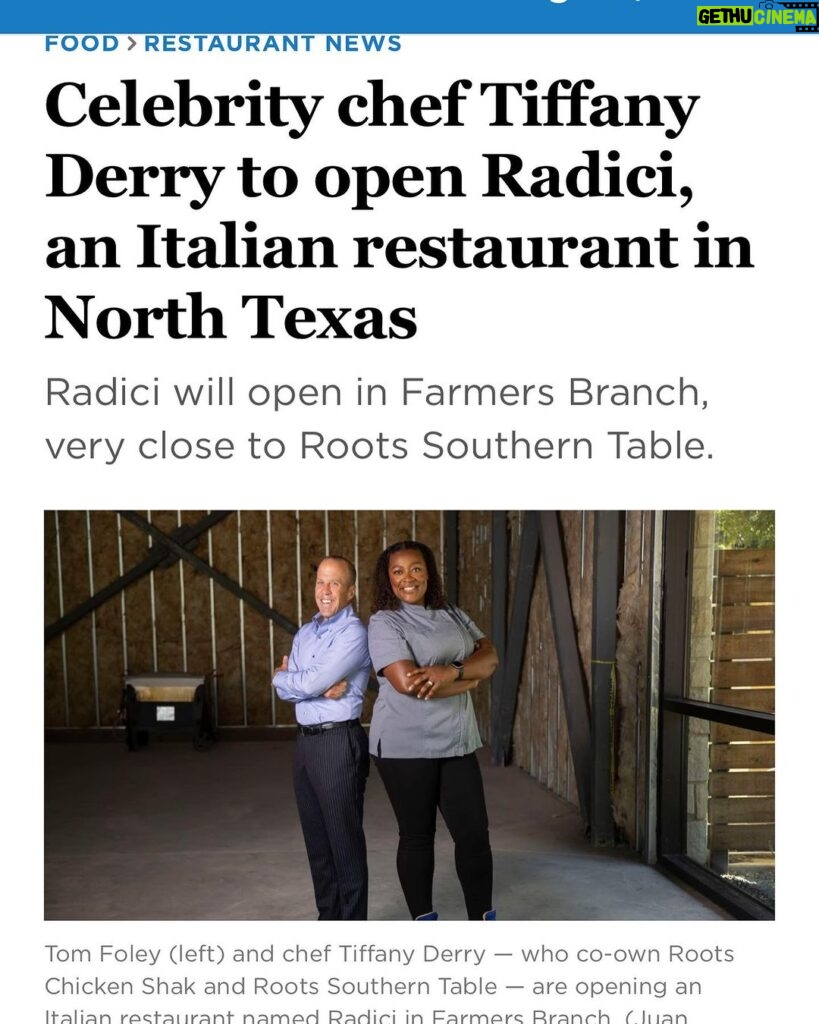 Tiffany Derry Instagram - Thank you @dmnfood and @sarahblaskovich for a beautiful piece on our newest restaurant, Radici!!! Y’all we opening a Italian restaurant a few doors down from @rootssouthtable and Radici means roots in Italian. We are so happy to continue growing our Roots Brand @t2dconcepts in Farmers Branch. Many thanks to everyone who continues to dine with us every time we open our doors. The outpouring of love warms my heart and soul. If you know anything about my early days you would know I spent about 6 years cooking Italian food. I moved to Dallas to open Grotto and we had almost 20 fresh pastas at any given time that was crazy lol!! There is nothing like taking a vision only seen in your mind and turning it into reality. I’m looking forward to sharing our R&D, progress and lead up to opening day!! Let’s Gooooooo