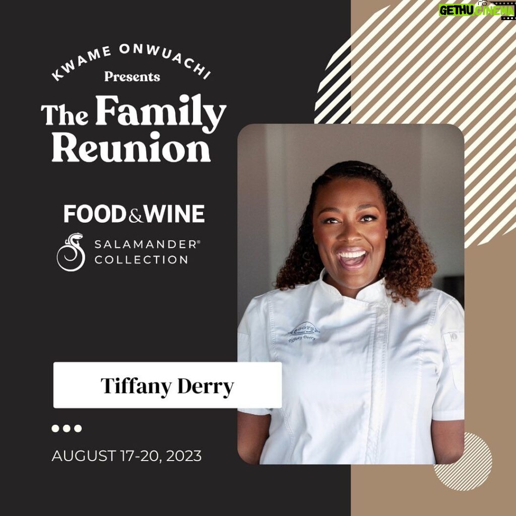 Tiffany Derry Instagram - Let the countdown begin! I'm excited to participate in #TheFamilyReunion, an unmatched culinary gathering of color and excellence this August 17-20 in Middleburg, Virginia. Presented by @chefkwameonwuachi in partnership with @officialsheilajohnson, @salamanderhotels and @foodandwine, the third annual event features culturally enriching programming highlighted by the industry's top talent. I'm thrilled to join this stellar array of speakers, chefs and sommeliers as we share past lessons and focus on building a better and more inclusive future. #shef #cheftiffanyderry