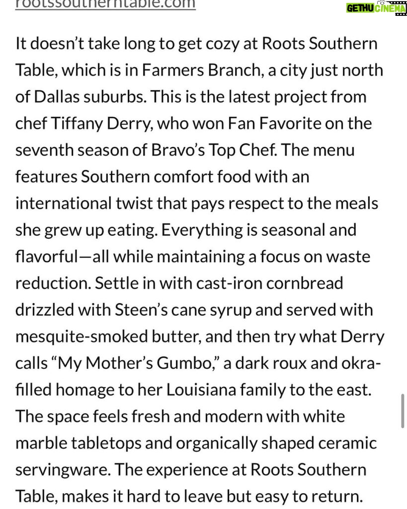 Tiffany Derry Instagram - Wow @rootssouthtable made the incredible list of The South’s Best New Restaurant by @southernlivingmag I love how @cabrasted ended it by saying “The experience at Roots makes it hard to leave but easy to return”. Thank you to everyone that continue to rock with us❤️. We do not take it lightly that you keep coming back and for that we are most grateful. #rootssoutherntable #shef #rootschickenshak #cheftiffanyderry Southern Living