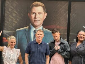 Tiffany Derry Instagram - So imagine pulling up to do some media events at @foodnetwork Kitchen and you see your face on the wall!! Yes had no clue y’all!! We had the best time hanging and can’t wait to do it again. Go check us out on Park Ave and tag us with your pics @chefbrookew @mvoltaggio @bobbyflay 
#bobbystriplethreat #shef #foodnetwork
