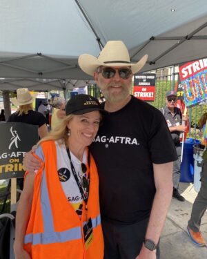 Timothy Omundson Instagram - It’s Strike Captain Appreciation Day on the @sagaftra  Picket lines and I could not be more proud or appreciative of THIS particular 🧑‍✈️, my dear friend and colleague, the incredibly dedicated ,  @nelsonkirsten .  She is the most wonderful Strike mom And aprotector of all her  actors.  each  morning for the last 98 days, she has been out the door , leaving her family, home and all of her life’s regular responsibilities to stand in the  Summer heat of the valley, and wrangle cats , fighting for a #fairDeal. our strike Captains, like our Negotiation Committee are the unsung heroes of our struggle against the Greed Monsters  Who still refuse to come back to the table and engage with their workers. They must be too busy  planning their next ski vacations  and redecorating their yachts.  We will stay on strike, one day longer, one day stronger. For as long as it takes to get a #Fair Deal ✊🏻✊🏻#UnionStrong