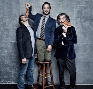 Timothy Omundson Instagram - Happy birthday, @misha!  @dicksp8jr and I always  dress to impress when we feed our pal pizza like a pelican