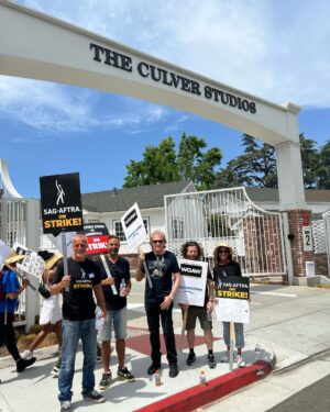 Timothy V. Murphy Instagram - On the picket line,writers and actors @mmcgrale81 @nainamichaud @jasonmarkarian #barryobrien