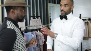 Toby Sandeman Instagram - When being styled for event, for me, it’s important for it to be a constant conversation with the Team. 

Here #bts We’re in that process… Working with Mr.Baldwin Style & designer Musika who never overlook any detail in pursuit of finding that ✨

📸 by @mrgivens_84