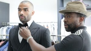 Toby Sandeman Instagram - When being styled for event, for me, it’s important for it to be a constant conversation with the Team. 

Here #bts We’re in that process… Working with Mr.Baldwin Style & designer Musika who never overlook any detail in pursuit of finding that ✨

📸 by @mrgivens_84