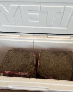 Tom Colicchio Instagram - Beef ribs curing over night, they will go in the smoker around 6am #traeger #yeti