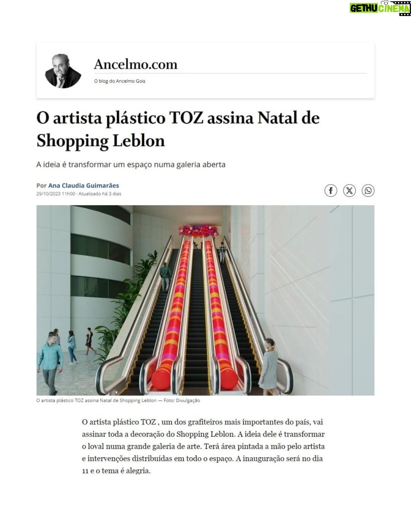 Tomaz Viana Instagram - Pra mim é uma honra fazer parte de uma data tão especial pra tantas famílias ❤️ Inaugura no dia 11/11, o Natal da Alegria, a minha nova parceria com o @shoppingleblon, com muita arte e diversão! Espero todos vocês! 🌟