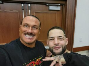 Trey McBrayer Instagram - First time I ever heard about Indy wrestling it was because @rhynoterrygerin was wrestling at a show in my hometown but I wasn’t able to attend. I remember thinking how cool it’d be to see him that up close and personal. I never got that chance again until I started working not only for him but along side him. Moments like this when he says “Trey, let’s get a picture”, it reminds me how lucky I am for this life and the role I get to play in it. 💚