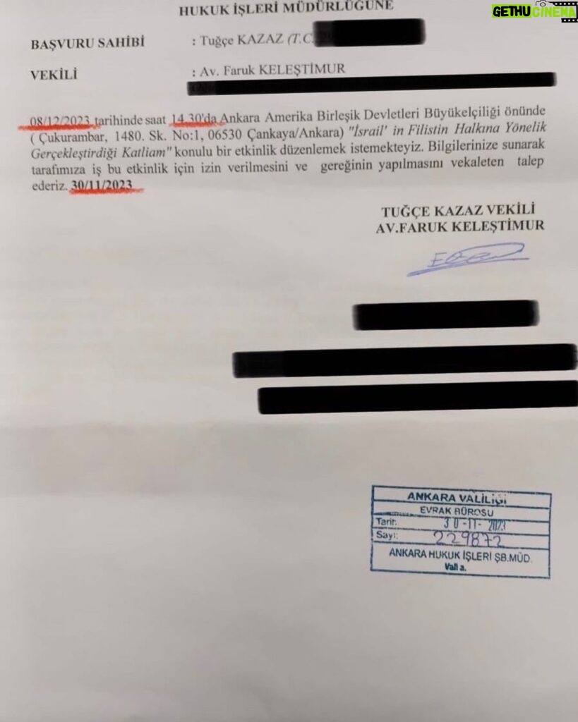 Tuğçe Kazaz Instagram - “Oturduğun yerden ahkam kesmek kolay” diyenleriniz olmuş. Oturduğumu kim söyledi? Başvurduk bekliyoruz. Çünkü biliyoruz ki soykırımcı İsr*il kınamayla durmaz, çocuk öldürmekten yorulmaz. Asıl suçlu olan ABD’yi kınamak, soykırıma ortak olduğunu dünyaya duyurmak ve bu yönde bir bilinç oluşturmak için başvurduk bekliyoruz. Yetişmezse haftaya erteler yine yaparız. Bugün üstüme düşen insani sorumluluk bu. Yarın bu uğurda gerekli olan can vermekse kimsenin şüphesi olmasın onu da seve seve verir, EyvAllah etmem! @abdbuyukelciligi #gazagenocide #stopgazagenocide #ceasefire #ceasefirenow #filistin #özgürfilistin #palestine #freepalestine #gaza #”#gazze #gazzedekatliamvar #netanyahu #telaviv #turkiye #turkey #tuğçekazaz #tugcekazaz #reels #reelsinstagram #viral #keşfet #keşfetteyiz #abd #abdbüyükelçiliği #usa #us #usembassyankara