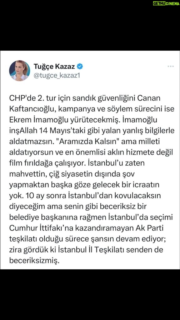 Tuğçe Kazaz Instagram - AK PARTİ İSTANBUL İL TEŞKİLATI SENDEN DE BECERİKSİZMİŞ #erdoğan #receptayyiperdoğan #kılıçdaroğlu #kemalkılıçdaroğlu #müslüman #imamoğlu #ekremimamoğlu #canankaftancıoğlu #akparti #akpartiistanbulilteşkilatı #seçim2023 #2023 #14mayıs #24mayıs2023 #türkiye #ikinciyüzyıl #tuğçekazaz #tugcekazaz #reels #reelsvideo #shortsvideo #shorts #viral