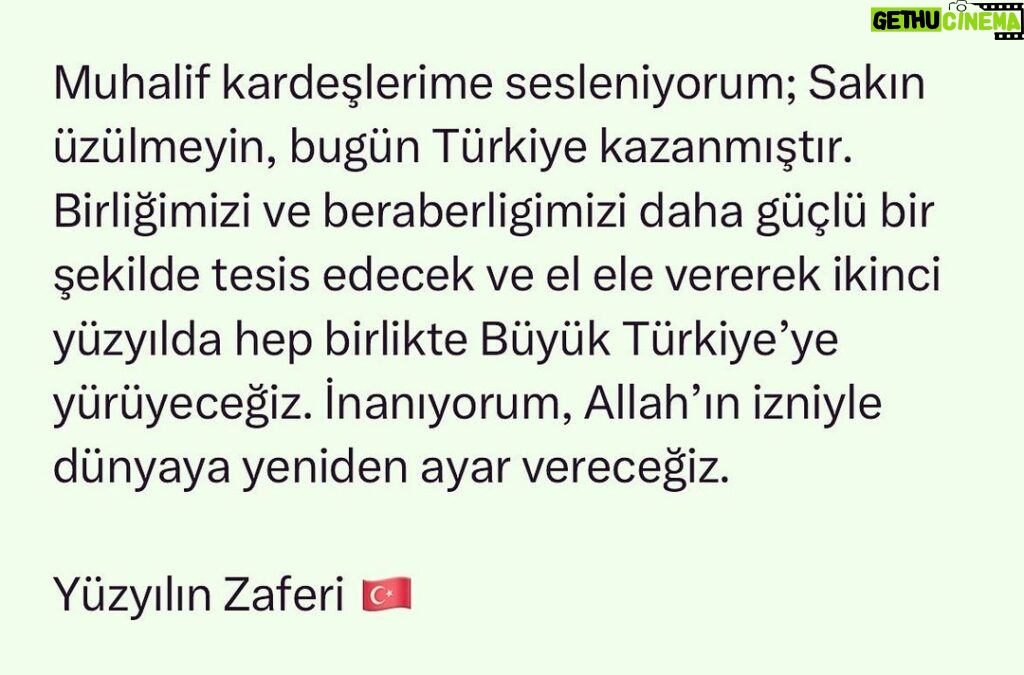 Tuğçe Kazaz Instagram - I call out to my brothers and sisters in opposition: Do not worry, Turkey won today. We will strengthen our unity and solidarity, and hand in hand we will march together to the Great Turkey in the second century. I believe that, Allah willing, we will put the world back in order. The victory of the century 🇹🇷 #erdoğan #receptayyiperdoğan #cumhurittifakı #büyüktürkiye #türkiye #ikinciyüzyıl #balkonkonuşması #seçim2023 ##tuğçekazaz #tugcekazaz