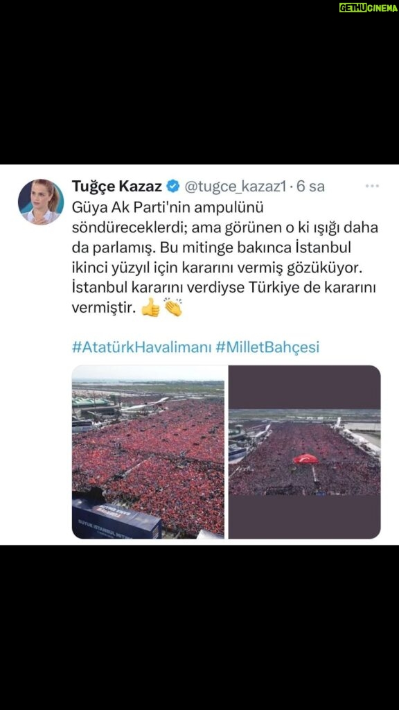 Tuğçe Kazaz Instagram - BÜYÜK İSTANBUL MİTİNGİ HAFTALARCA KONUŞULMASI GEREKEN BİR MİTİNG VE BÜYÜK BİR MESAJ. #kemalkılıçdaroğlu #kılıçdaroğlu #erdoğan #receptayyiperdoğan #cumhurittifakı #milletittifakı #istanbulmitingi #atatürkhavalimanı #milletbahçesi #büyükistanbulmitingi #akparti #istanbul #seçim2023 #14mayıs2023 #türkiye #tuğçekazaz #tugcekazaz #reels #shortsvideo