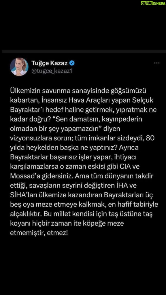 Tuğçe Kazaz Instagram - EN HAFİF TABİRİYLE ALÇAKLIKTIR #selçukbayraktar #iha #siha #kızılelma #heykel #tuğçekazaz