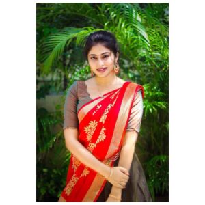 Vaishnavi Arulmozhi Instagram - நெற்றி மேலே
ஒற்றை முடி ஆடும்போது❤️

ஆடை: @pastel.vogue_ 
தையல்: @saya_designstudio 
அணிகலன் : Amma’s wardrobe 

#vaishnaviarulmozhi #vaishnavi