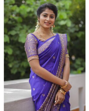 Vaishnavi Arulmozhi Instagram - 💙💙💙
Saree: @srisaicollections9 
Blouse: @vastram_theethniccouture 
📸: @storiesbysidhu 

#vaishnavi #vaishnaviarulmozhi