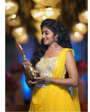 Vaishnavi Arulmozhi Instagram - What else I would ask for! Thanks to my family out there who voted and made me the FAVOURITE HEROINE ❤️ AND FAVOURITE MARUMAGAL of 2022 😍. Thank you @zeetamizh for giving me this beautiful opportunity. Special thanks to @ramanagirivasan Sir for giving me this Vanathi .
Thanku 2023 for the super duper kick start! 

Costume: @kiarainchennai 
Pics: @teamcreators 

#zeekudumbaviruthugal2022 
#vaishnavi #vaishnaviarulmozhi