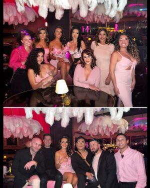Vannessa Vasquez Instagram - I have no words … just feel so blessed and grateful for these souls … some I’ve know 15 years others 10 others past few years. Thank you for your love 💕 one thing I’ve learned about having long friends is that the real ones are the ones who CONSISTENTLY show up for you. The ones who sit with you and have difficult conversations and heal grow and expand with you. Thank you all for SHOWING UP for me and making TIME for me. You have no idea how grateful I am for your presence and time . I’m so inspired by your kindness, hustle and unique spirit for life.. love y’all 💞💞💞💞 #blessed #grateful #pinkfriday #birthday 

🎂🎂 cake by @unpostreideal 
Jacket by @dustinburkeofficial 

Thank you 🙏