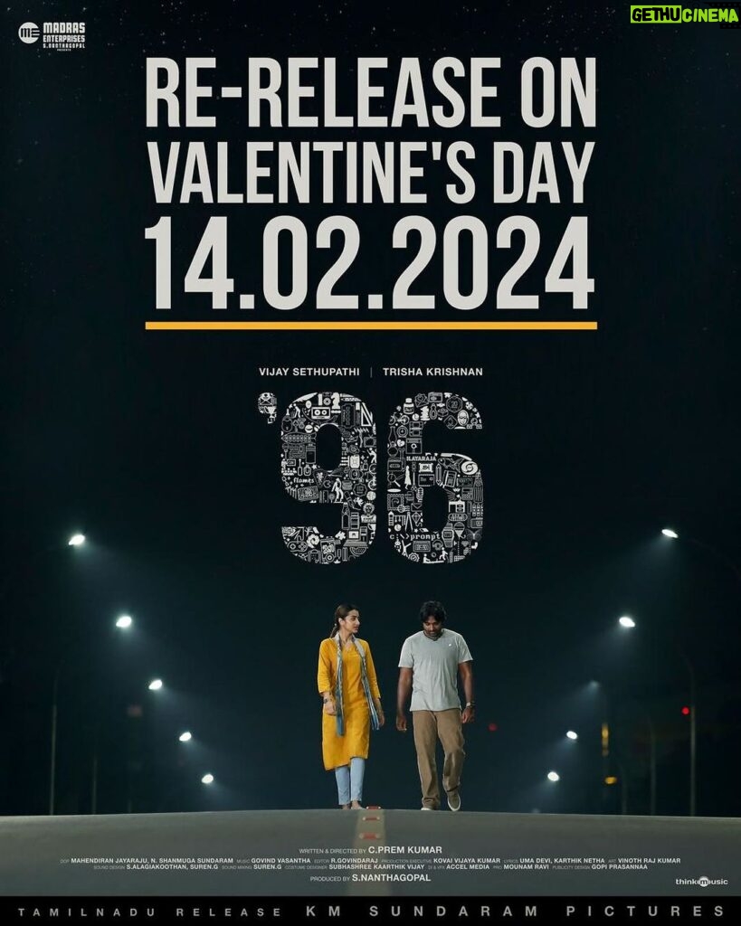 Vijay Sethupathi Instagram - The heart warming film #96Movie is set to re-release on this #Valentinesday in theatres - 14.02.2024 ❤️ @actorvijaysethupathi @trishakrishnan #TrishaKrishnan #vijaysethupati #MadrasEnterpriz #PremKumar #Govindvasanth @proyuvraaj