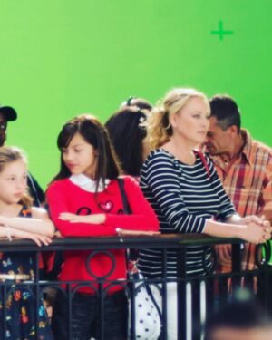 Virginia Madsen Instagram - This green screen - supposed to be us on the Eiffel Tower in Paris. Movie magic with then movie daughter Olivia in #americangirl Grace Stirs up Success. We had such a fun time and I’m so proud of all of her well earned success!