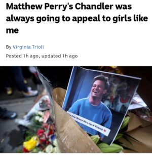 Virginia Trioli Instagram - Chandler Bing and girls like me … I’ve been so sad ever since the death of Matthew Perry, and it’s taken me a week to sort my thoughts. Here’s my Saturday column for @abcnews_au - let me know what you think. #friends #matthewperry #tv #linkinbio