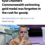Virginia Trioli Instagram – I ran into @kyle_chalmers3 in the Sydney Qantas lounge last weekend – and I walked up to him and apologised. The #linkinbio to my column explains why. @abcinmelbourne @abcnews_au #swimming #commonwealthgames @swimmingaustralia #newsnotgossip