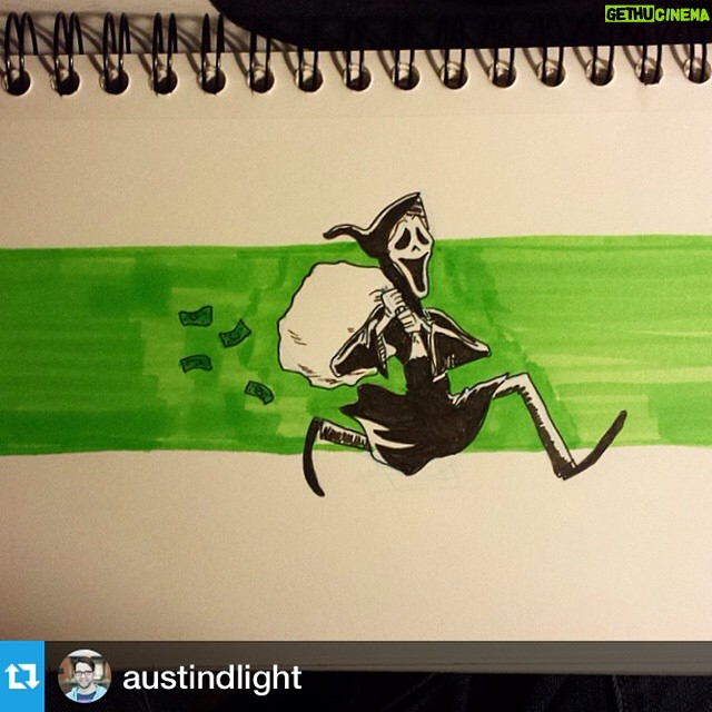 Wes Craven Instagram - #Repost from @austindlight with @repostapp --- #Inktober day 25 Scram A thief with a penchant for masks keeps getting caught in the act. #Scream #MovieTitleTypo #art #spooky