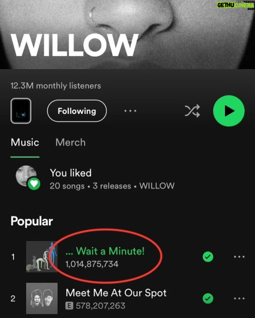 Will Smith Instagram - @willowsmith is the first person in the family to have a song with a BILLION streams!!