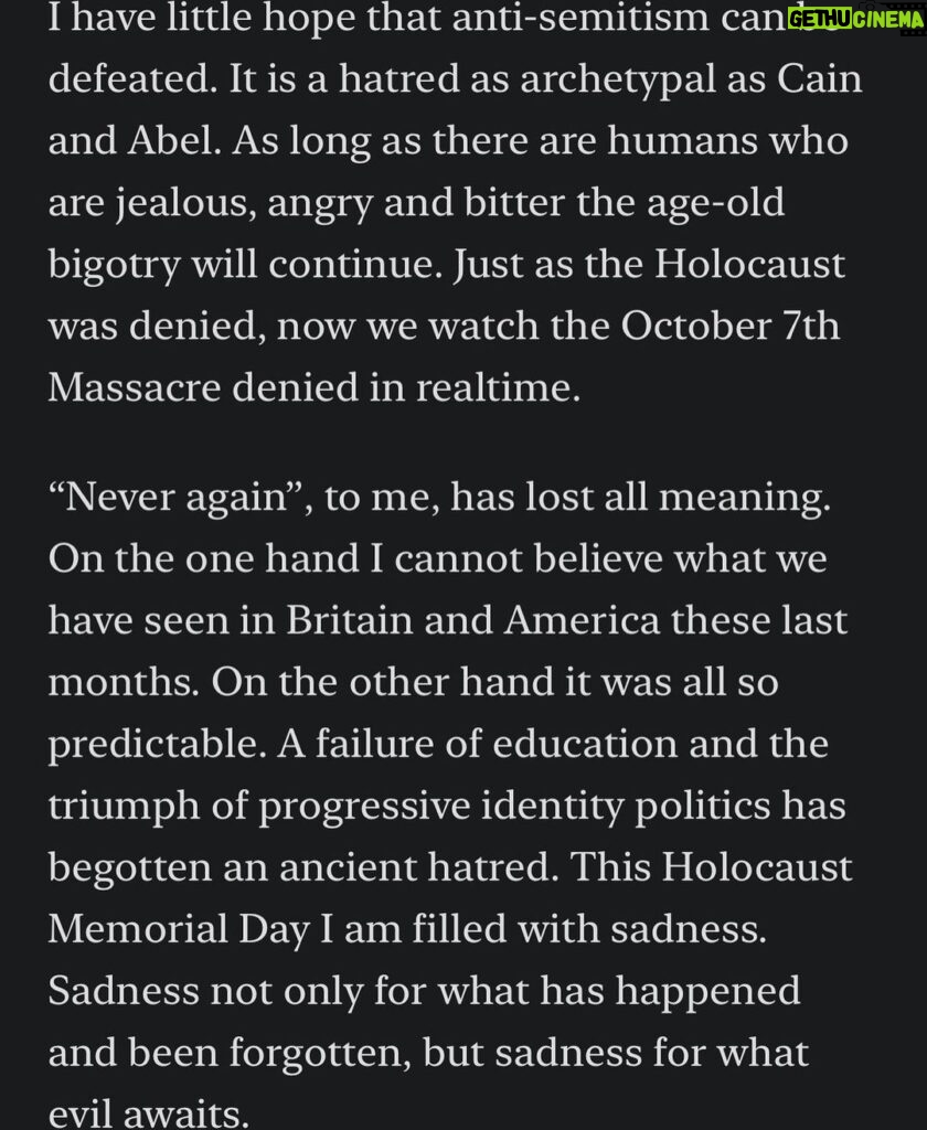 Winston Marshall Instagram - Some thoughts this Holocaust Memorial Day For full Substack article follow Linktree link in bio