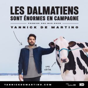 Yannick De Martino Instagram - Bon bien voilà l’affiche de mon premier One Man Show ! 
Ah oui, pour des billets, voir mon site web dans mon profil!

J’ai attaqué le texte accompagnant cette annonce de plusieurs manières… (Attaqué dans le sens de choisir l’angle… Je n’ai pas essayé de poignarder une publication…) J’ai eu de la difficulté à choisir le ton que j’allais prendre puisque mes sentiments sont très nombreux et diversifiés par rapport à cet évènement. Euphorie, stress, fierté, excitation, peur, douleur… En fait la douleur ça n’a rien à voir avec l’appréhension du show, c’est juste que je viens de me brûler parce que j’ai trop fait chauffer mon restant de lasagne... Pour poursuivre, j’ai décidé de faire une entrevue avec moi-même... La suite de l’histoire sur ma page Facebook!