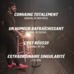 Yannick De Martino Instagram - Le lancement de mon premier spectacle a probablement été un des moments les plus stressants de ma vie… Ça ex-aequo avec toutes les fois qu’on me demande mon code postal! Je ne m’en souviens JAMAIS! Je dois toujours aller sur le site de poste Canada écrire mon adresse… En tout cas! J’étais nerveux évidemment de la réception puisqu’on ne peut jamais la prévoir mais au final ça été une expérience qui m’a encore plus fait prendre confiance en mes moyens. D’ailleurs je n’ai jamais compris pourquoi le mot «moyen» faisait référence autant à nos ressources personnelles qu’à quelque chose qu’on trouve ordinaire. Y’a plein d’homonymes particuliers… Comme un buffet qui peut être autant un meuble servant à ranger de la vaisselle… Qu’un endroit où les nord-américains se défoncent l’estomac avec de la nourriture réconfortante asiatique sans aucun scrupule… Scrupule… Ça c’est quelque chose qu’on parle juste quand c’est absent… On ne dit jamais : «Cette personne a vraiment beaucoup de scrupules…» En tout cas! C’est pour dire en fait que j’ai eu l’agréable surprise que tous les mots employés pour décrire mon spectacle ont été hyper positifs! En voici quelques un : Ps. Merci à tous les gens qui sont venus voir mon spectacle ! Et les autres qui viendront bientôt dans une salle où « Les Dalmatiens Sont Énormes En Campagne » sera présenté! Yannickdemartino.com Paix. Amour. Curiosité.