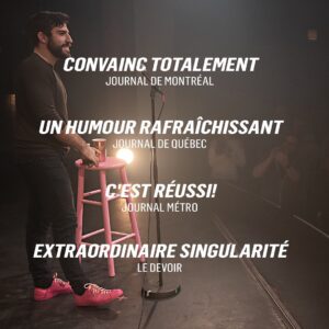 Yannick De Martino Instagram - Le lancement de mon premier spectacle a probablement été un des moments les plus stressants de ma vie…

Ça ex-aequo avec toutes les fois qu’on me demande mon code postal!

Je ne m’en souviens JAMAIS!

Je dois toujours aller sur le site de poste Canada écrire mon adresse… En tout cas!

J’étais nerveux évidemment de la réception puisqu’on ne peut jamais la prévoir mais au final ça été une expérience qui m’a encore plus fait prendre confiance en mes moyens.

D’ailleurs je n’ai jamais compris pourquoi le mot «moyen» faisait référence autant à nos ressources personnelles qu’à quelque chose qu’on trouve ordinaire. Y’a plein d’homonymes particuliers… Comme un buffet qui peut être autant un meuble servant à ranger de la vaisselle… Qu’un endroit où les nord-américains se défoncent l’estomac avec de la nourriture réconfortante asiatique sans aucun scrupule…

Scrupule… Ça c’est quelque chose qu’on parle juste quand c’est absent… On ne dit jamais : «Cette personne a vraiment beaucoup de scrupules…» En tout cas!

C’est pour dire en fait que j’ai eu l’agréable surprise que tous les mots employés pour décrire mon spectacle ont été hyper positifs!

En voici quelques un : 
Ps. Merci à tous les gens qui sont venus voir mon spectacle ! Et les autres qui viendront bientôt dans une salle où « Les Dalmatiens Sont Énormes En Campagne » sera présenté! Yannickdemartino.com

Paix. Amour. Curiosité.