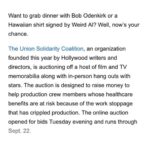 Zoe Lister-Jones Instagram - I am so proud of what we at @tusctogether have accomplished with our eBay auction benefiting crew healthcare, and even more proud of sparking these fake auction memes. The real shit is almost as outrageous though (we got 43M impressions in the last five days!) and those items are still available to bid on. Visit the link in my bio and help support out of work crew as the strikes barrel on ❤️ shout out to the rest of the @tusctogether team for busting asses behind the scenes to make this a reality @avivayael @moe_money987 @paulscheer @andreasavage @amy.seimetz.1981 @lenadunham @tara_miele @susannafogel #lizbenjamin @mptf @alma.harel @freethework. It takes a village which is what this is all about #theunionsolidaritycoalition #unionstrong