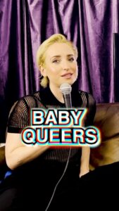 Zoe Lister-Jones Instagram - thanks for having me @twodykesandamic 🌈👀👜