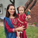 Zoe Viccaji Instagram – Eid in Austin! With my two lovelies and new adopted family! Beautiful red outfits on me and Lyla were sent all the way from a Pakistan by @mariabofficial !! Thank you so much 😊 eid Mubarak everyone, hope you all had a love filled day ❤️