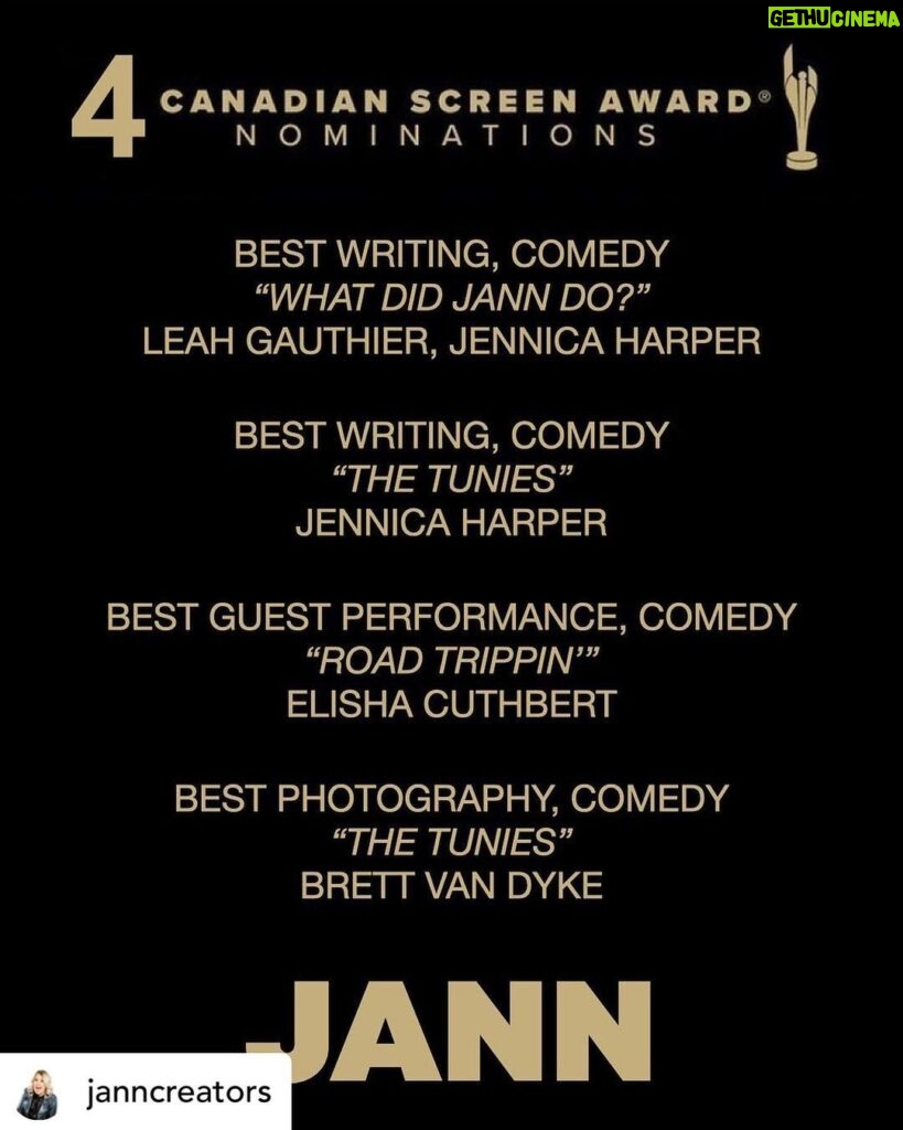 Zoie Palmer Instagram - Huge congrats to these JANN peeps for their @thecdnacademy nominations!! Love you guys, so well deserved!!! ❤️