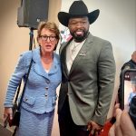 50 Cent Instagram - Here is me and Kim Ogg at the Rodeo. 👀look my brother if you do somebullsh!t in Harris County, you going to jail. 😆she standing on business. @bransoncognac @lecheminduroi
