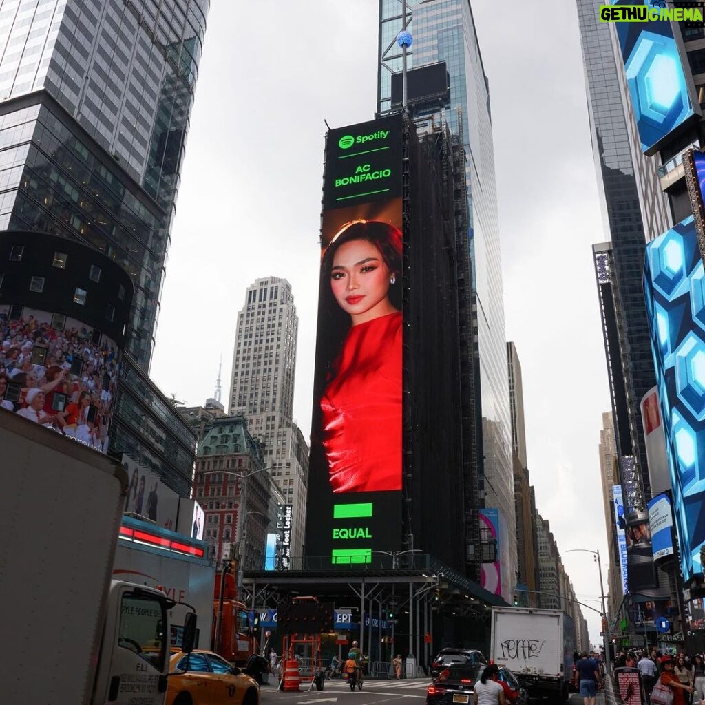 AC Bonifacio Instagram - my face is on times square ???? WHAAT 🥹 this is insane - definitely a dream come true ☁️☁️👼🏻💕 4MYSELF 444 !!!! thank you @spotifyph @starmagicphils @tarsierrecords !!! 🫶🏼 thank you to EVERYONE whos been here with me on my journey. all love 💕 Times Square, New York