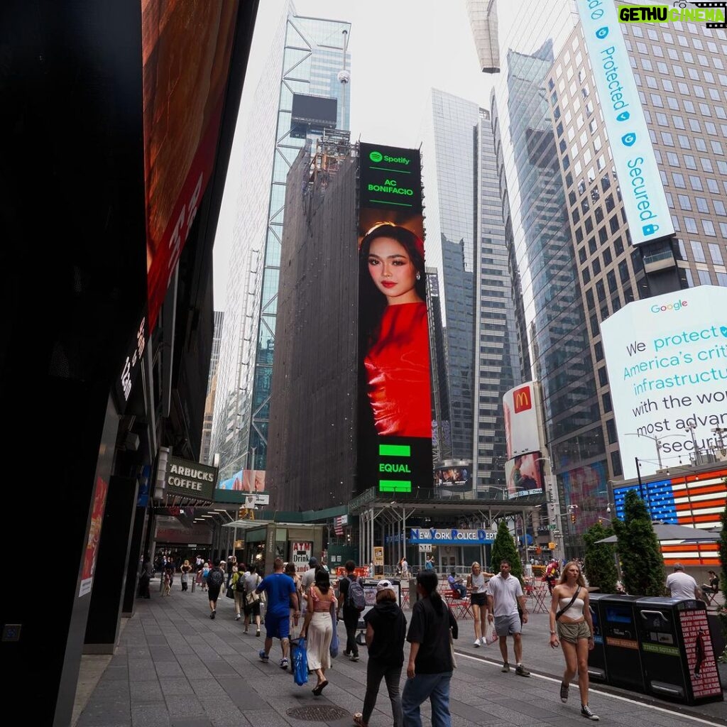 AC Bonifacio Instagram - my face is on times square ???? WHAAT 🥹 this is insane - definitely a dream come true ☁️☁️👼🏻💕 4MYSELF 444 !!!! thank you @spotifyph @starmagicphils @tarsierrecords !!! 🫶🏼 thank you to EVERYONE whos been here with me on my journey. all love 💕 Times Square, New York