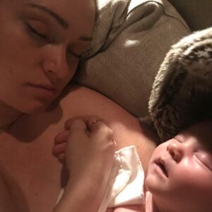 Aaron Paul Instagram - Life. To live. What an extraordinary gift that we as a whole constantly take for granted. It’s easy to forget how lucky we are. These two ladies in this photograph are my world and they are a constant reminder how lucky I am to be alive. The little one on the right is my daughter and she just turned a month old. Her name is Story and each breath she takes makes me weak. The sounds she makes when she stretches and yawns are what I live for. Her sneezing and hiccups make me feel warmth like I have never felt.

The sleeping beauty on the left is my wife. Her name is Lauren and she just happens to be the greatest human that I have ever met and she just happens to be a damn good mother. Truth is, I never believed in soul mates before meeting her but I can tell you right now that she is mine. I guess that’s how it works sometimes. Her and I somehow magically created this precious child and never has there been a greater gift for us. To be parents. What a blessing. What a miracle life is. 
Someone once said the odds of existing are as if two million people each rolled a dice that is a trillion sided and they all ended up landing on the same number. Think about that. How rare each and every one of us are. How beautifully perfect/imperfect each and every one of us are. It’s crazy to think that we all started out as a perfect little sperm that happened to fertilize a perfect little egg on a very specify moment in time. Everything had to be absolutely perfect for each and every one of us to exist. Lucky us.

I don’t know why I am writing all of this for all of you to see. I’m just staring at my baby sleeping in my arms and felt the need to express myself. 
Love to all of you perfectly imperfect people.❤️👶🏻❤️