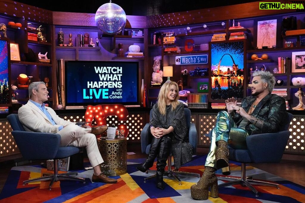 Adam Lambert Instagram - Absolutely LOVED my time on @bravowwhl with the one and only @kylieminogue 🤍 Thank you so much for having us @bravoandy! With love, Padam Lambert #WWHL