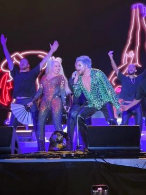 Adam Lambert Instagram - Who knew that a friendly ‘have a great show’ text would turn into an invitation to perform with the iconic diva Xtina?! Like many of you know, I’ve been a stan for her since like…. ‘2000!!! I learned how to truly wail listening to her. Thank you Xtina for this surreal moment to celebrate NY Pride!!! I adore you! 💕💕💕
