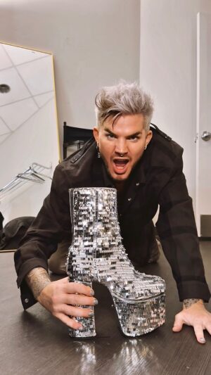 Adam Lambert Instagram - Crazy little thing called DISCO BOOTS for the #RhapsodyTour 🤩 @shopsyro @philipppleinofficial