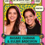 Ahsaas Channa Instagram - Ahsaas Channa & Kulbir Badesron: A Mother-Daughter Ode After winning all our hearts with a heartwarming story at Spoken ‘22, Ahsaas is returning to the Spoken Fest stage – but she’s not coming alone! She is bringing her mother, Kulbir Badesron, an actor who has appeared in multiple TV shows and films. At Spoken ‘24, they are performing a poem together on stage, to share the complex emotions behind the mother-daughter relationship. Spoken Fest | Feb 3 & 4 | Jio World Garden, BKC, Mumbai Featuring performances by Vishal & Rekha Bhardwaj, Zakir Khan, Alok-Vaid Menon, & 100+ other artists! Aaaaand Ahsaas Channa and Kulbir Badesron, on stage together! #festivalsofindia #mumbaifestivals #spokenfest #spokenword #spoken2024 #wordsvoicesstories #mumbaievents Poster Credits: @oddwaffling