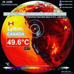 Aidan Gallagher Instagram - #Repost from: @scottduncanwx - I didn't think it was possible, not in my lifetime anyway. +49.6°C in Canada 🇨🇦 That is 121°F! This is the story of the Canadian heat record that was crushed on 3 consecutive days by an unfathomable margin of +4.6°C (+8°F). This moment will be talked about for centuries. #BCheat #heatwave #canada #climatechange Toronto, Ontario