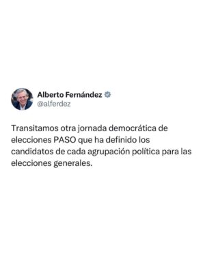 Alberto Fernández Instagram - Transitamos otra jornada democrática de elecciones PASO que ha definido los candidatos de cada agrupación política para las elecciones generales. Ahora empieza la verdadera campaña en favor de la democracia y los derechos de la gente.