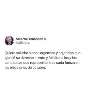 Alberto Fernández Instagram - Transitamos otra jornada democrática de elecciones PASO que ha definido los candidatos de cada agrupación política para las elecciones generales. Ahora empieza la verdadera campaña en favor de la democracia y los derechos de la gente.