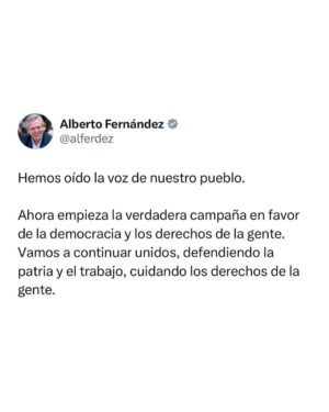 Alberto Fernández Instagram - Transitamos otra jornada democrática de elecciones PASO que ha definido los candidatos de cada agrupación política para las elecciones generales. Ahora empieza la verdadera campaña en favor de la democracia y los derechos de la gente.