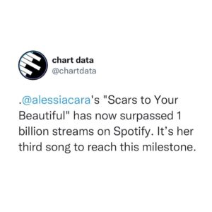 Alessia Cara Instagram - ‘scars to your beautiful’ hit a billion streams!!! my mind is blown like this doll! this song has shown me the immense value of artistic purpose in ways I can’t describe in a caption. changed everything. thank you thank you.
