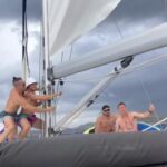 Alexander Dreymon Instagram - @markrowley90 and @arnasfederman are the friends you want with you when you’re heading into the storm. None of us really know what we’re doing… But we’ve got Mark’s dad with us, so what could go wrong?! #sailing #storm #shipwreck