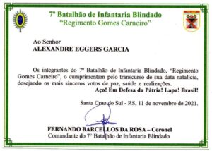 Alexandre Garcia Instagram - Meu Regimento não esquece dos seus.
